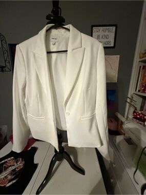 Nine West White Single-Button Tailored Blazer